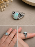 Oval moonstone/glass stone ring size 15