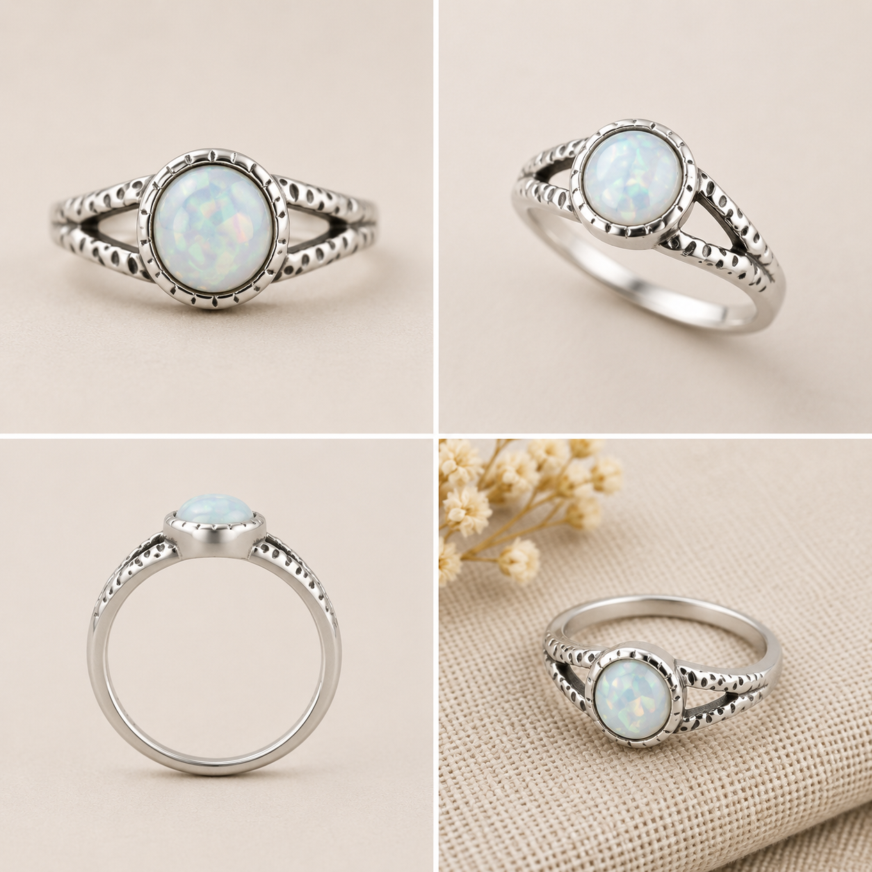 Round moonstone ring size 13