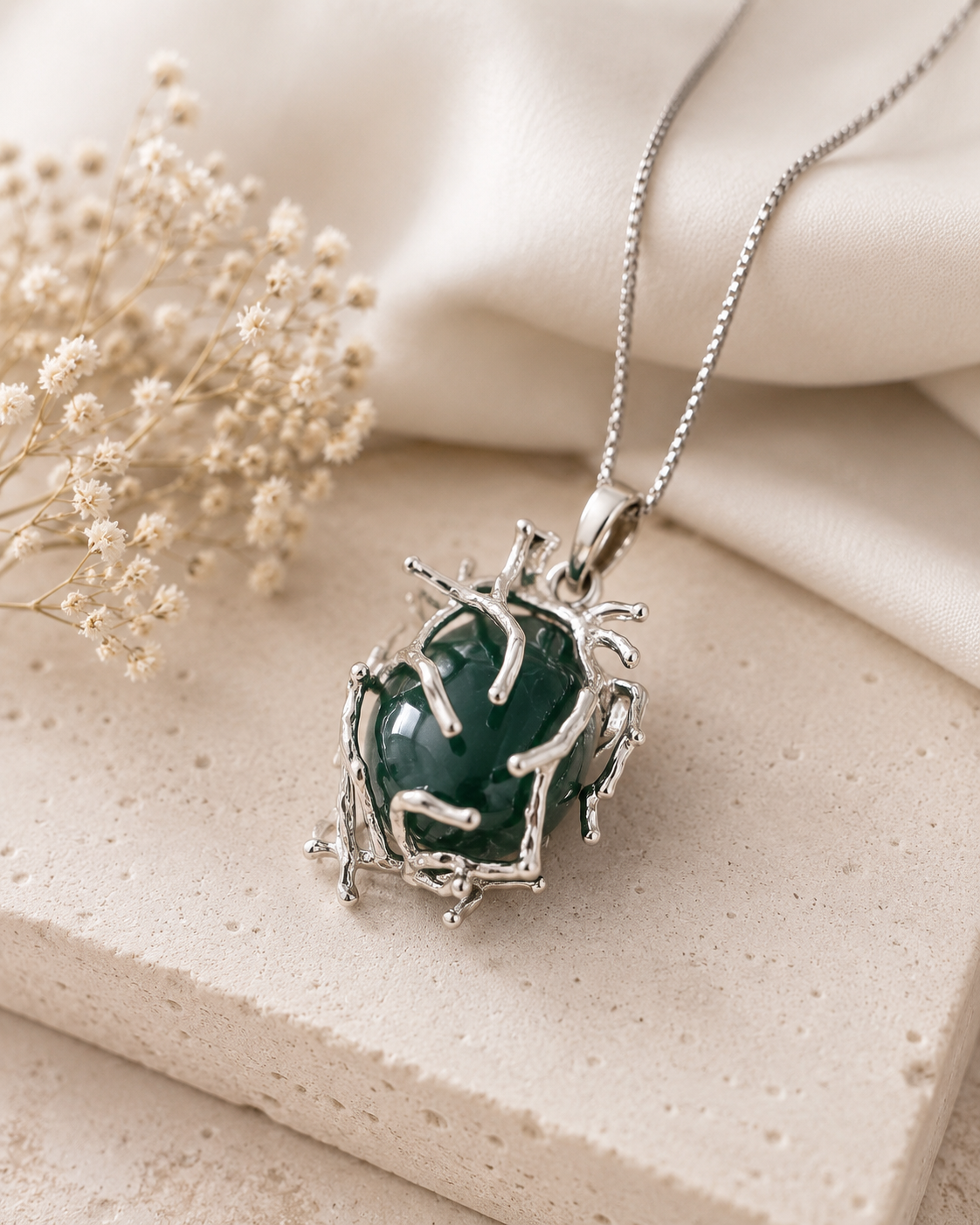 Elemental pendant with Jade stone