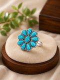 Turquoise flower detailed ring