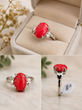 Red glass stone ring size 17