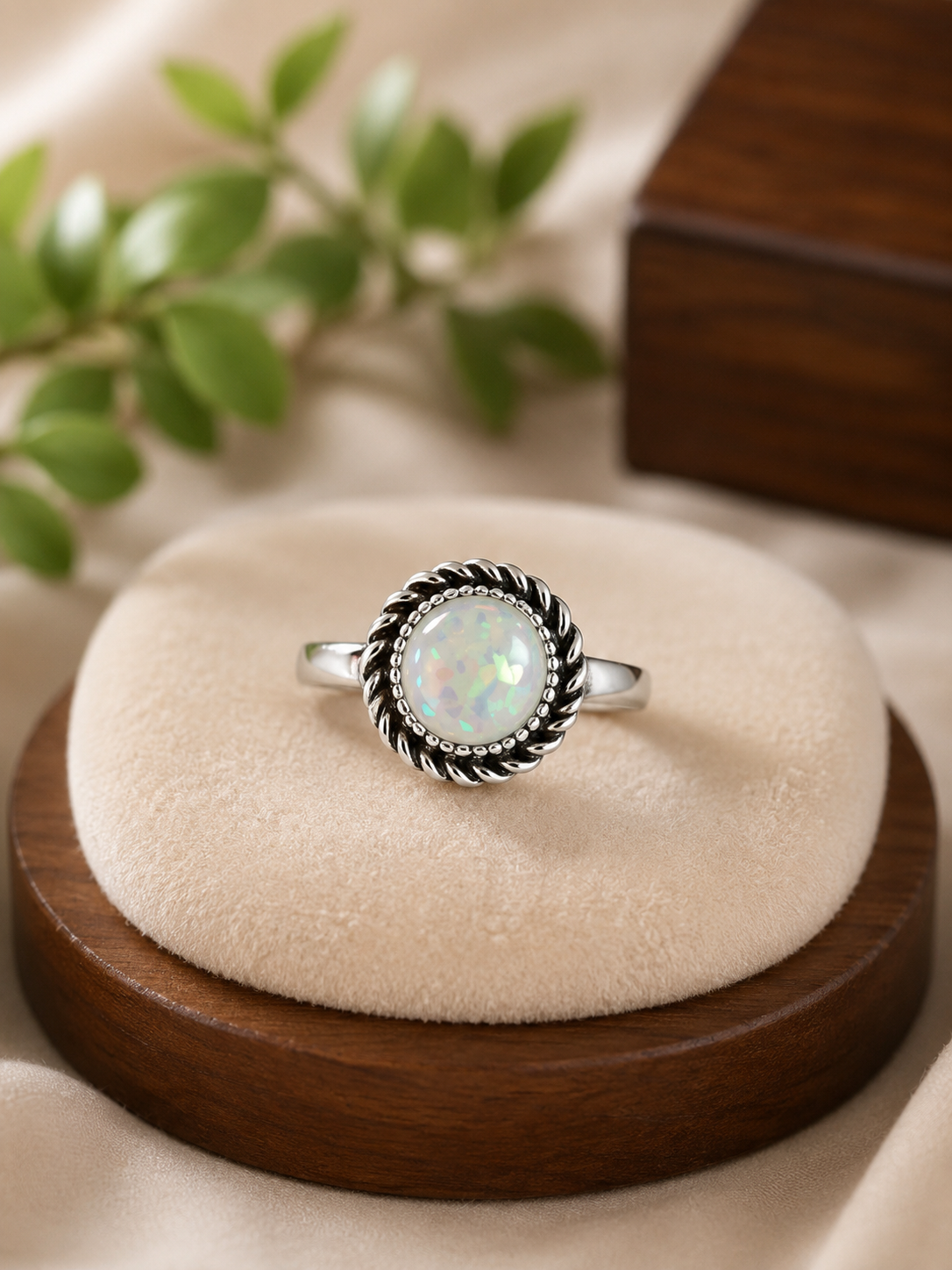Glass round moonstone mockup ring size 19