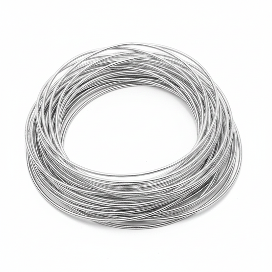 Handmade white silver wire spring bangles stacked on wrist – Arnia CraftyGirl